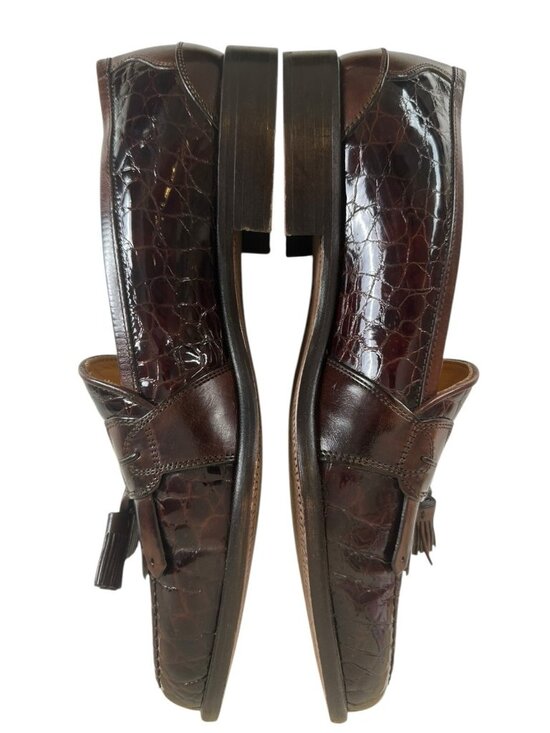 Johnston Murphy Cellini Mens 11M Brown Croc Embossed Tassel Loafer Italy Classic main image 12